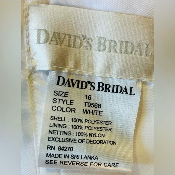 David’s Bridal Wedding Dress Size 12-14 White Strapless Satin Beaded LNWT - Picture 11 of 16